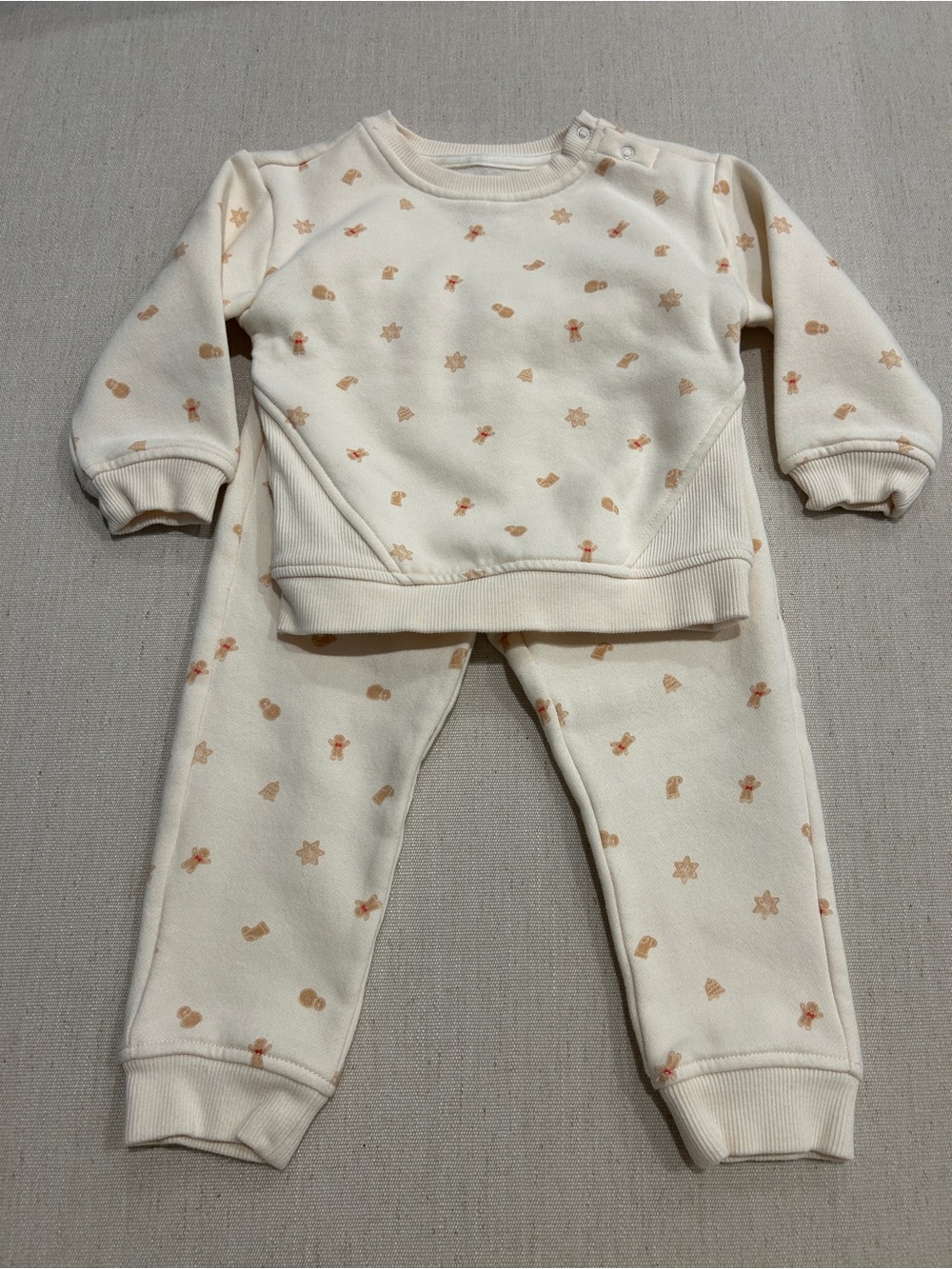 cloud island Cream Pajama Set with Holiday Print
